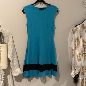 NWOT New York & Company Blue with Black Hem, Pockets, Sleeveless A-Line Mini